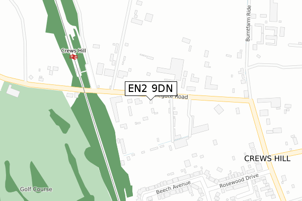 EN2 9DN map - large scale - OS Open Zoomstack (Ordnance Survey)