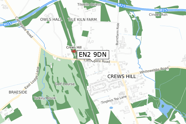 EN2 9DN map - small scale - OS Open Zoomstack (Ordnance Survey)