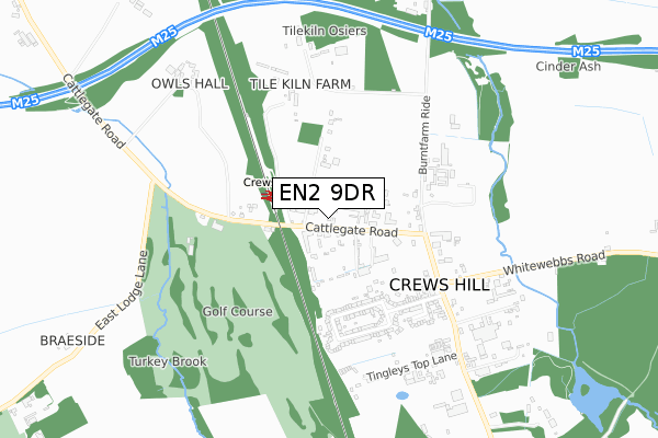 EN2 9DR map - small scale - OS Open Zoomstack (Ordnance Survey)