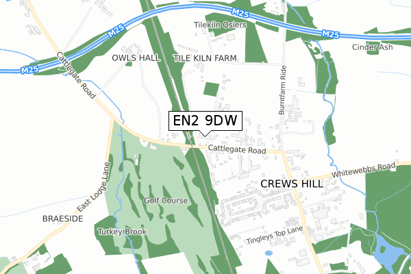 EN2 9DW map - small scale - OS Open Zoomstack (Ordnance Survey)