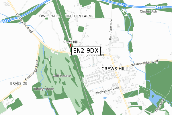 EN2 9DX map - small scale - OS Open Zoomstack (Ordnance Survey)