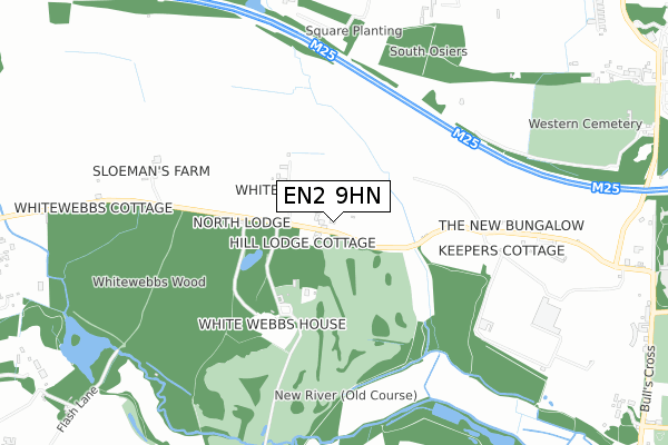 EN2 9HN map - small scale - OS Open Zoomstack (Ordnance Survey)