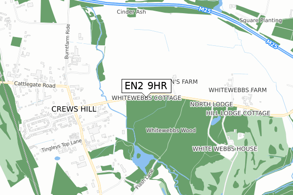 EN2 9HR map - small scale - OS Open Zoomstack (Ordnance Survey)