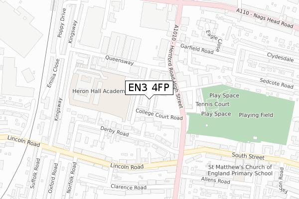 EN3 4FP map - large scale - OS Open Zoomstack (Ordnance Survey)