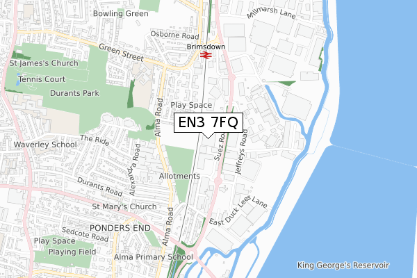 EN3 7FQ map - small scale - OS Open Zoomstack (Ordnance Survey)