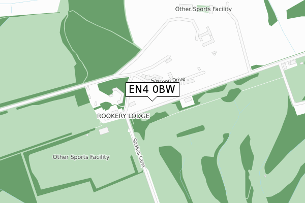 EN4 0BW map - large scale - OS Open Zoomstack (Ordnance Survey)