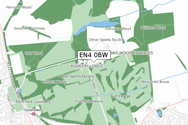 EN4 0BW map - small scale - OS Open Zoomstack (Ordnance Survey)