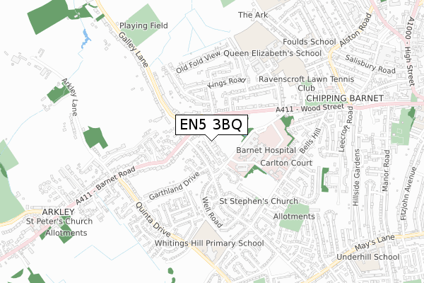 EN5 3BQ map - small scale - OS Open Zoomstack (Ordnance Survey)