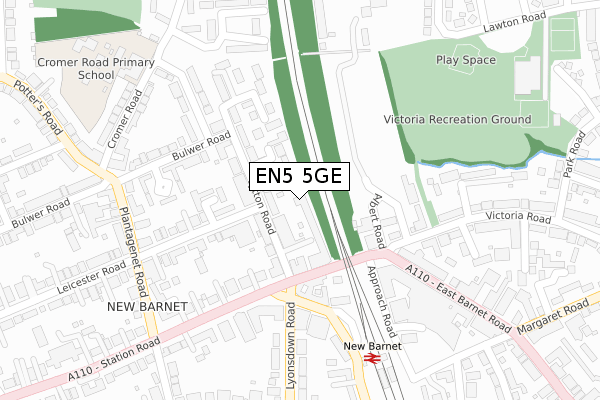 EN5 5GE map - large scale - OS Open Zoomstack (Ordnance Survey)