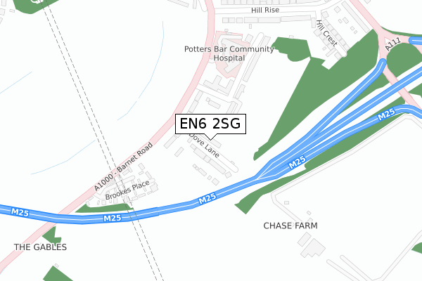 EN6 2SG map - large scale - OS Open Zoomstack (Ordnance Survey)