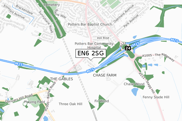 EN6 2SG map - small scale - OS Open Zoomstack (Ordnance Survey)