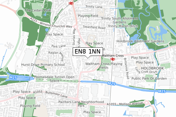 EN8 1NN map - small scale - OS Open Zoomstack (Ordnance Survey)