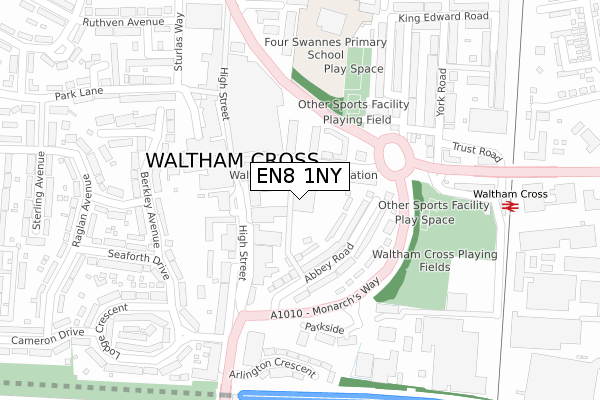 EN8 1NY map - large scale - OS Open Zoomstack (Ordnance Survey)