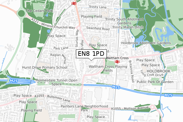 EN8 1PD map - small scale - OS Open Zoomstack (Ordnance Survey)