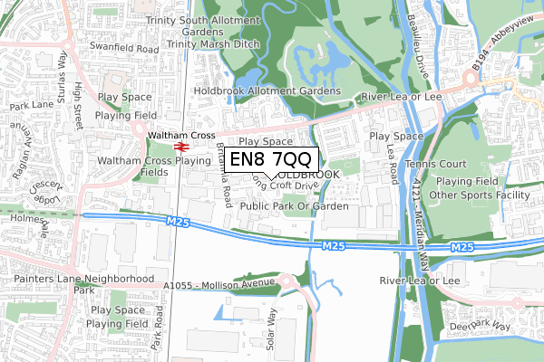 EN8 7QQ map - small scale - OS Open Zoomstack (Ordnance Survey)