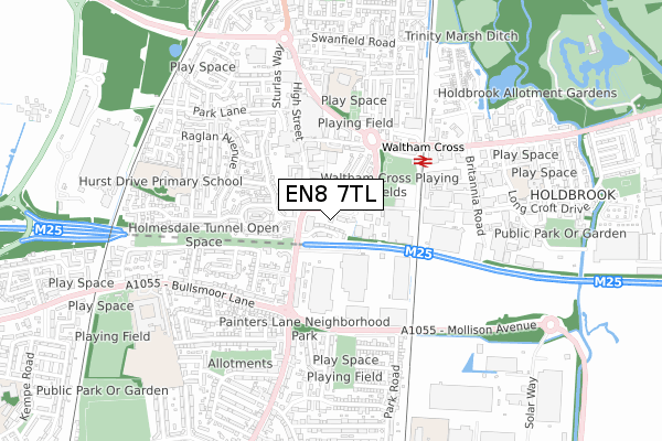 EN8 7TL map - small scale - OS Open Zoomstack (Ordnance Survey)