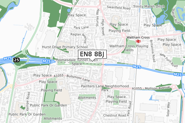 EN8 8BJ map - small scale - OS Open Zoomstack (Ordnance Survey)