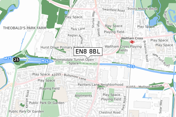 EN8 8BL map - small scale - OS Open Zoomstack (Ordnance Survey)