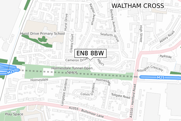 EN8 8BW map - large scale - OS Open Zoomstack (Ordnance Survey)