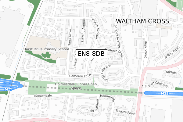 EN8 8DB map - large scale - OS Open Zoomstack (Ordnance Survey)