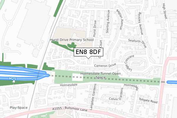 EN8 8DF map - large scale - OS Open Zoomstack (Ordnance Survey)