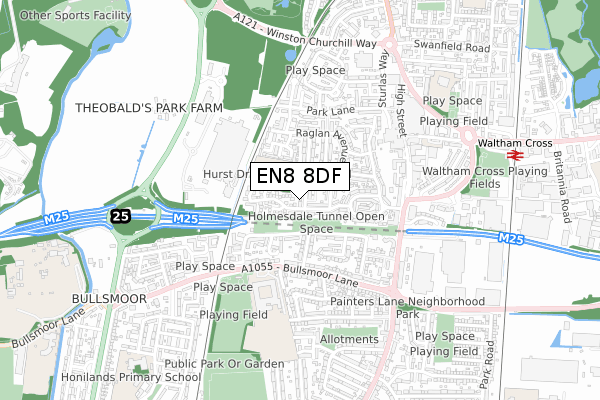 EN8 8DF map - small scale - OS Open Zoomstack (Ordnance Survey)