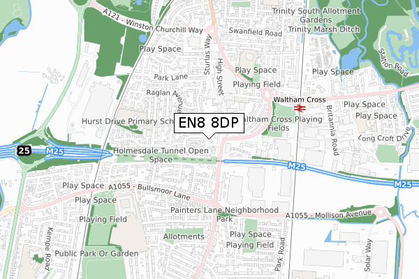 EN8 8DP map - small scale - OS Open Zoomstack (Ordnance Survey)