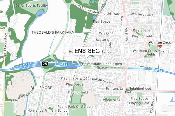 EN8 8EG map - small scale - OS Open Zoomstack (Ordnance Survey)