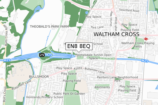 EN8 8EQ map - small scale - OS Open Zoomstack (Ordnance Survey)