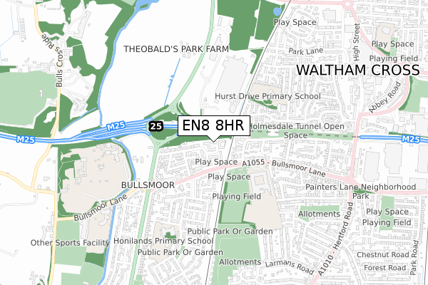 EN8 8HR map - small scale - OS Open Zoomstack (Ordnance Survey)