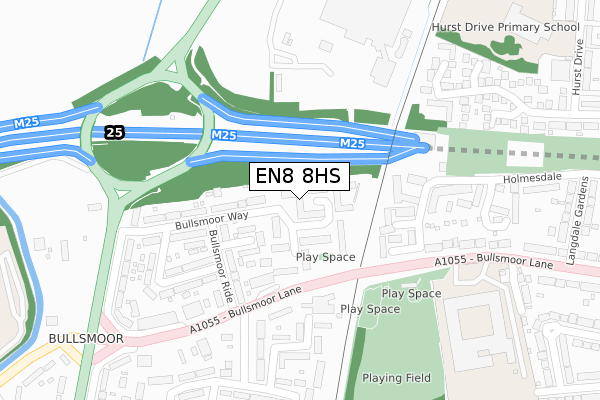 EN8 8HS map - large scale - OS Open Zoomstack (Ordnance Survey)