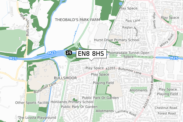 EN8 8HS map - small scale - OS Open Zoomstack (Ordnance Survey)