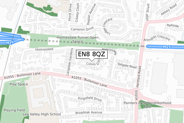 EN8 8QZ map - large scale - OS Open Zoomstack (Ordnance Survey)