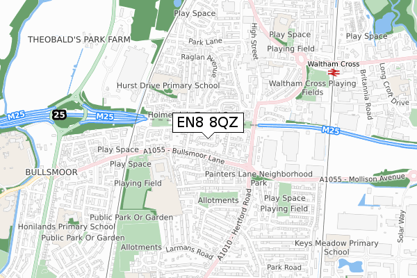 EN8 8QZ map - small scale - OS Open Zoomstack (Ordnance Survey)