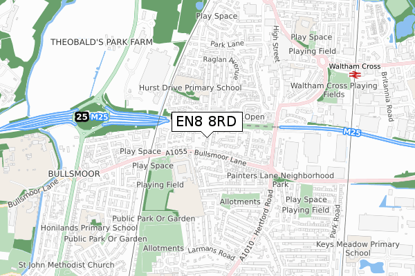 EN8 8RD map - small scale - OS Open Zoomstack (Ordnance Survey)