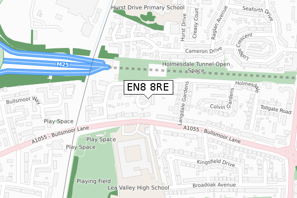 EN8 8RE map - large scale - OS Open Zoomstack (Ordnance Survey)