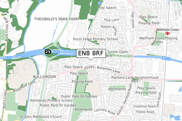 EN8 8RF map - small scale - OS Open Zoomstack (Ordnance Survey)