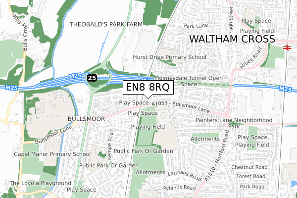 EN8 8RQ map - small scale - OS Open Zoomstack (Ordnance Survey)