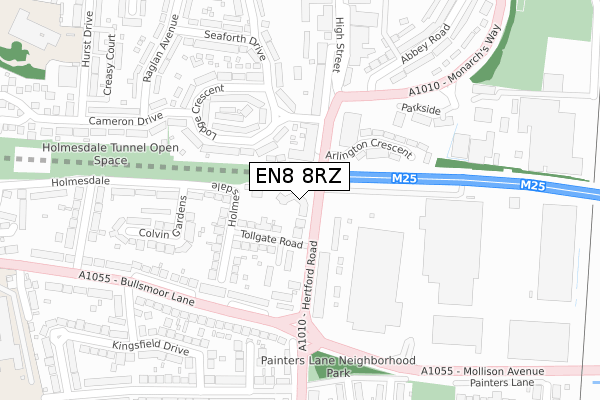 EN8 8RZ map - large scale - OS Open Zoomstack (Ordnance Survey)