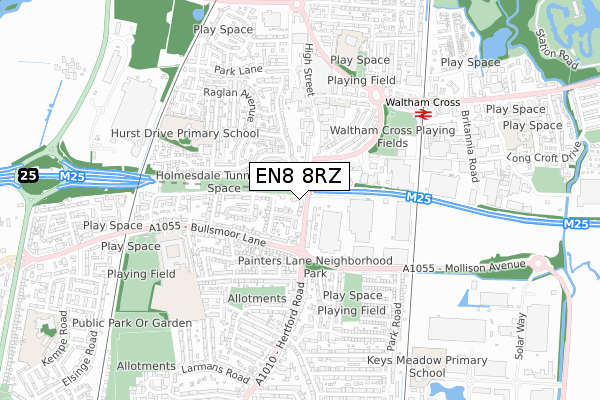 EN8 8RZ map - small scale - OS Open Zoomstack (Ordnance Survey)