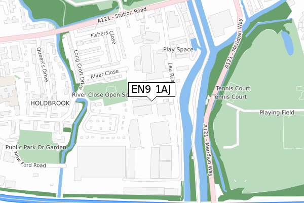 EN9 1AJ map - large scale - OS Open Zoomstack (Ordnance Survey)