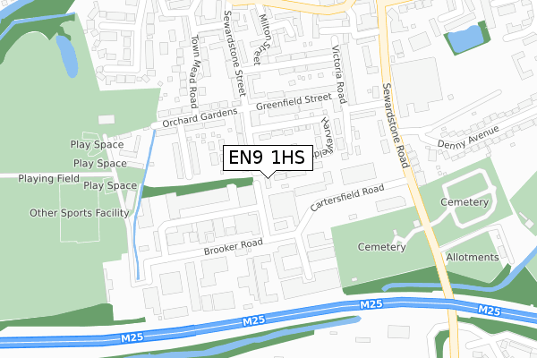 EN9 1HS map - large scale - OS Open Zoomstack (Ordnance Survey)