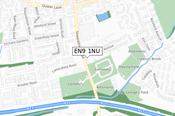 EN9 1NU map - large scale - OS Open Zoomstack (Ordnance Survey)