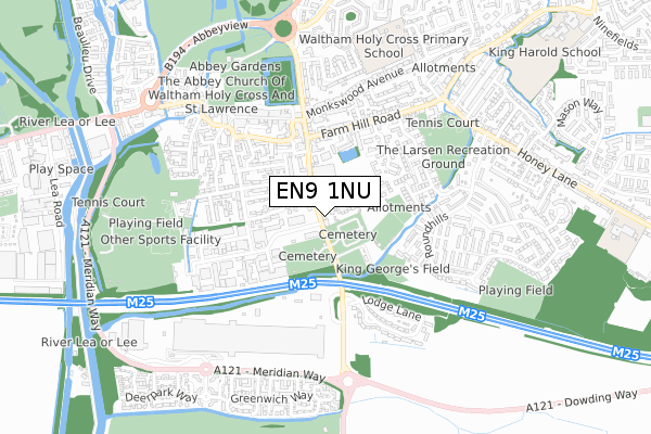 EN9 1NU map - small scale - OS Open Zoomstack (Ordnance Survey)