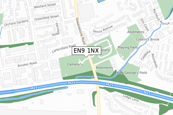 EN9 1NX map - large scale - OS Open Zoomstack (Ordnance Survey)