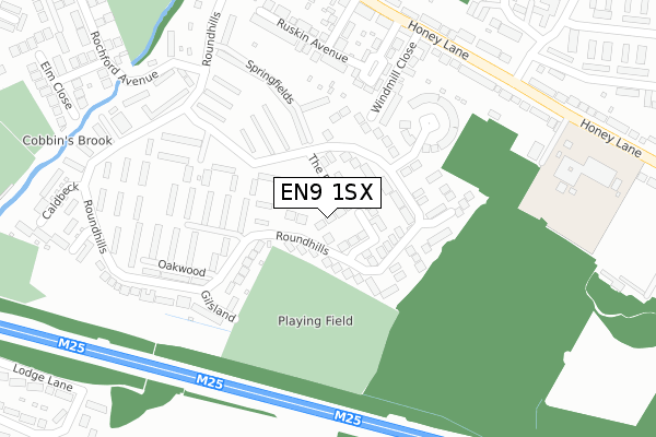 EN9 1SX map - large scale - OS Open Zoomstack (Ordnance Survey)