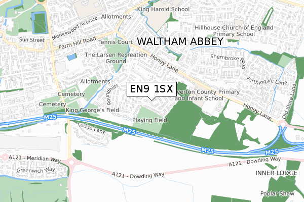 EN9 1SX map - small scale - OS Open Zoomstack (Ordnance Survey)