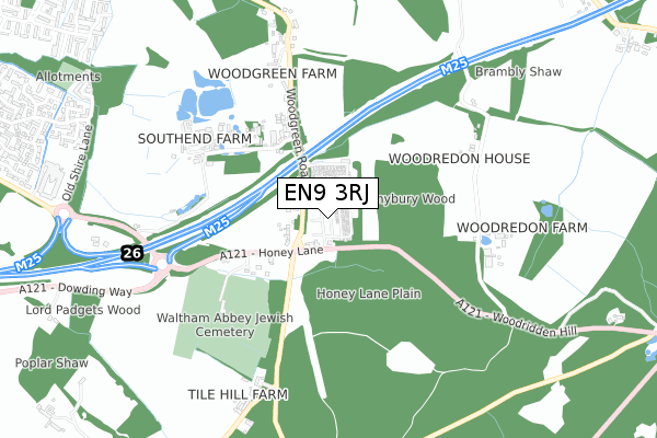 EN9 3RJ map - small scale - OS Open Zoomstack (Ordnance Survey)