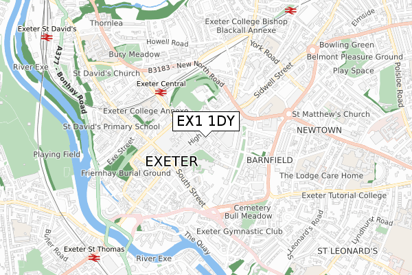 EX1 1DY map - small scale - OS Open Zoomstack (Ordnance Survey)