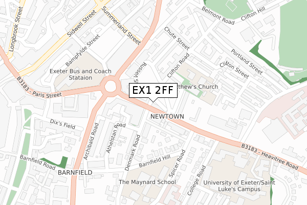 EX1 2FF map - large scale - OS Open Zoomstack (Ordnance Survey)